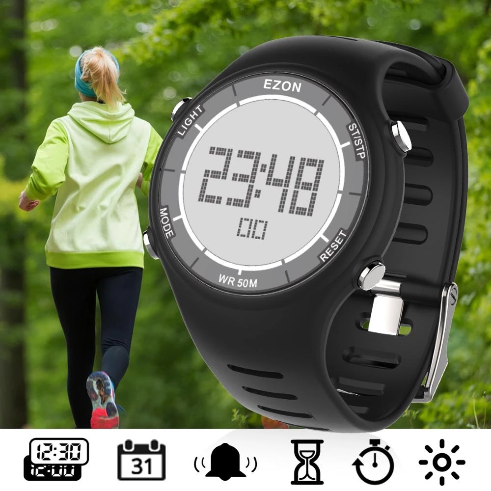 Digital Timer Countdown - Ezon nova moda mulher relógio esportivo